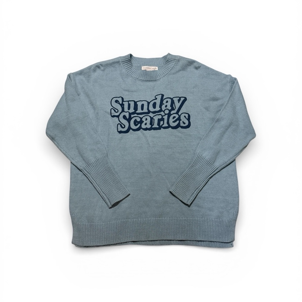 Sincerely Jules Blue Crewneck Sweater Sunday Scaries Size S